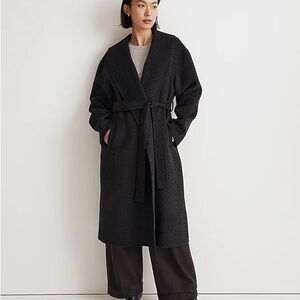 Madewell charcoal grey double faced robe coat